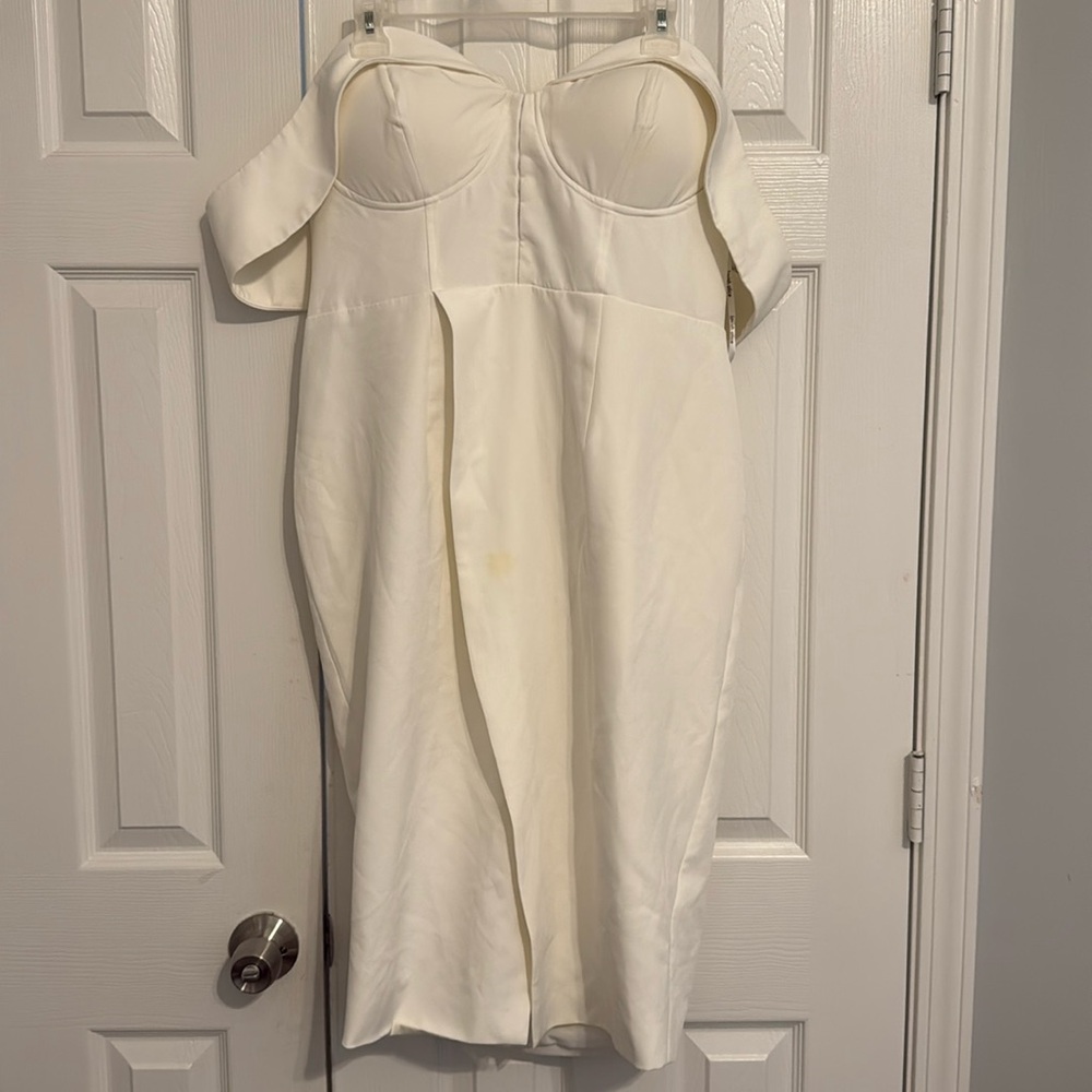 Off the shoulder cream dress